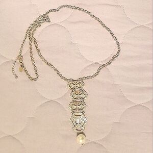 Art Deco Gold Necklace With Pearl